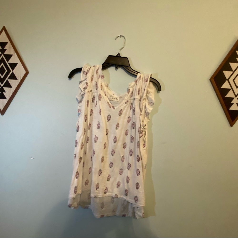WONDERLAND Cream Ruffled Blouse Relaxed Fit